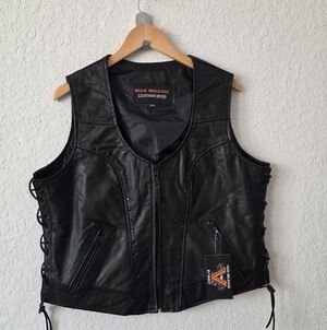 High Mileage Ladies Lace Side Leather Vest in Leather 4X NWT